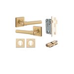 21206KENTR60KK - Helsinki Lever - Square Rose Entrance Kit with Separate High Security Lock - Brushed Brass - Entrance