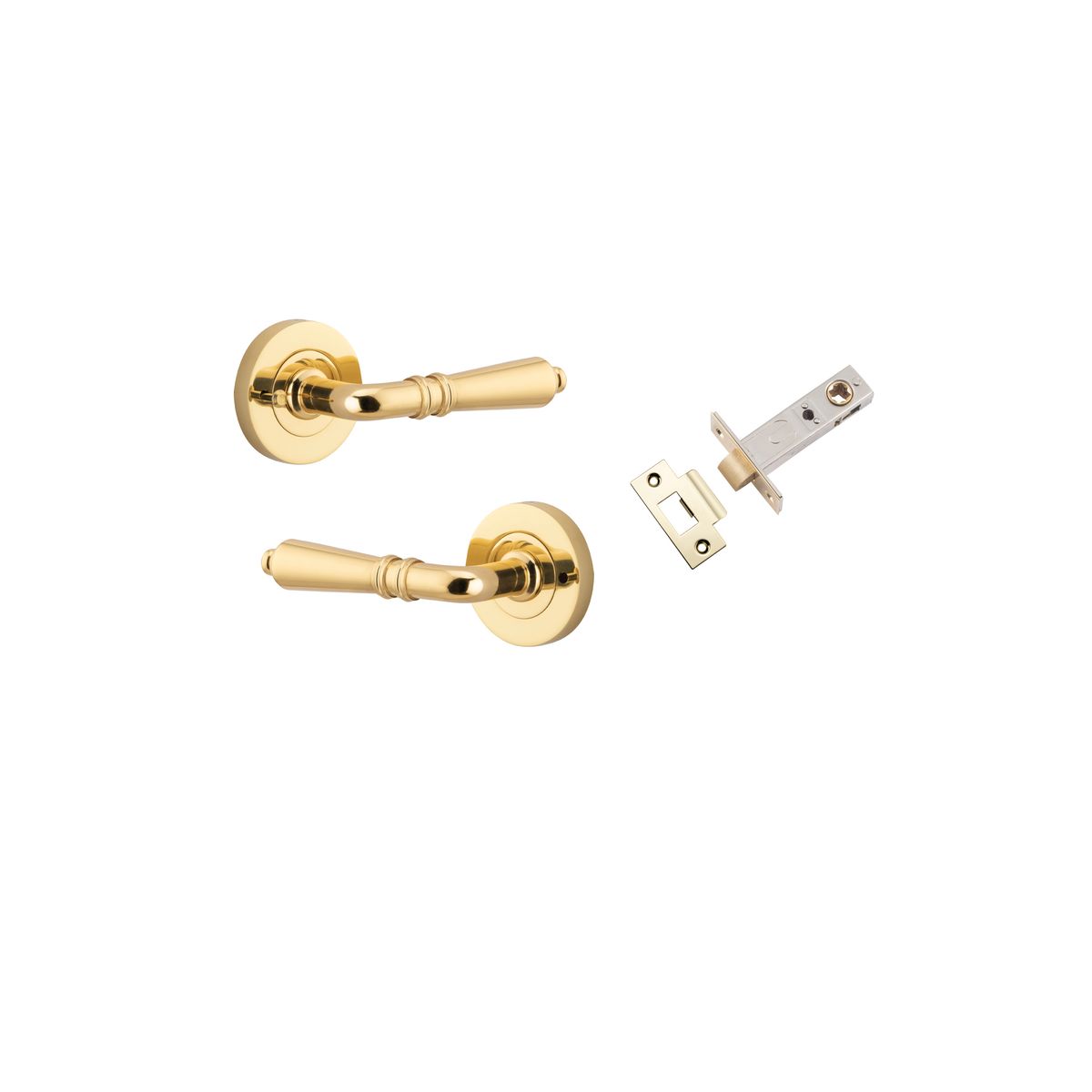 9200KIBPRIV60 - Sarlat Lever - Round Rose (Inbuilt Privacy) - Polished Brass - Privacy