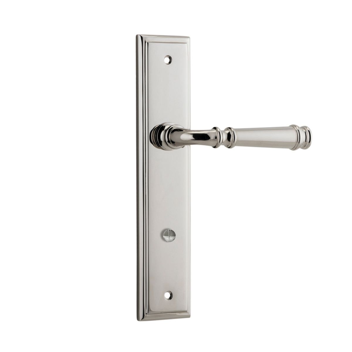 14242P85 - Verona Lever - Stepped Backplate - Polished Nickel - Privacy