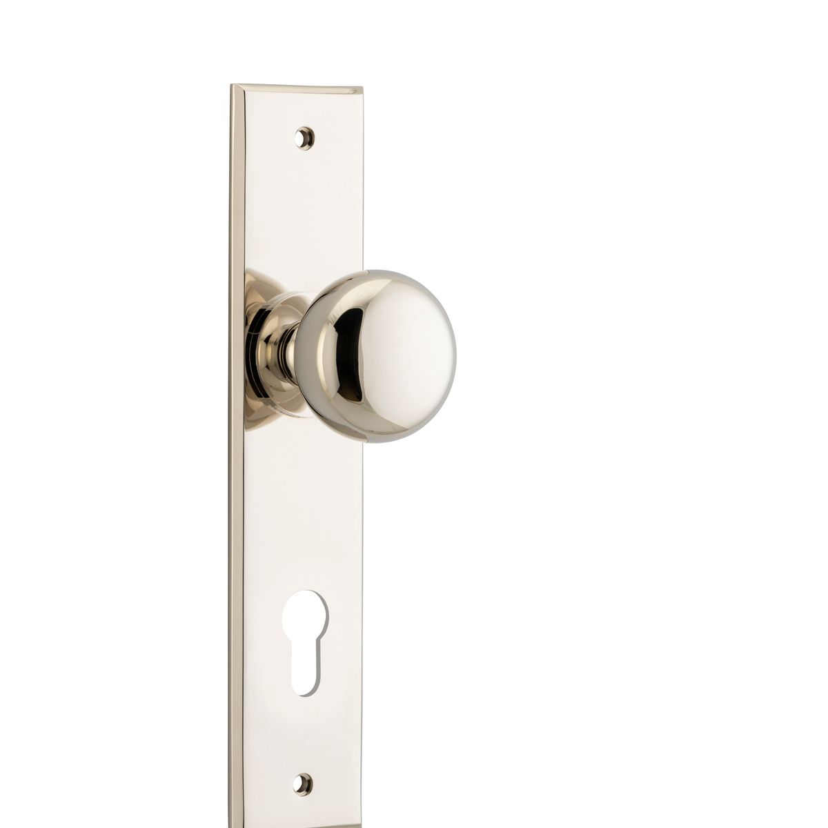 14446E85 - Cambridge Knob - Chamfered Backplate - Polished Nickel - Entrance