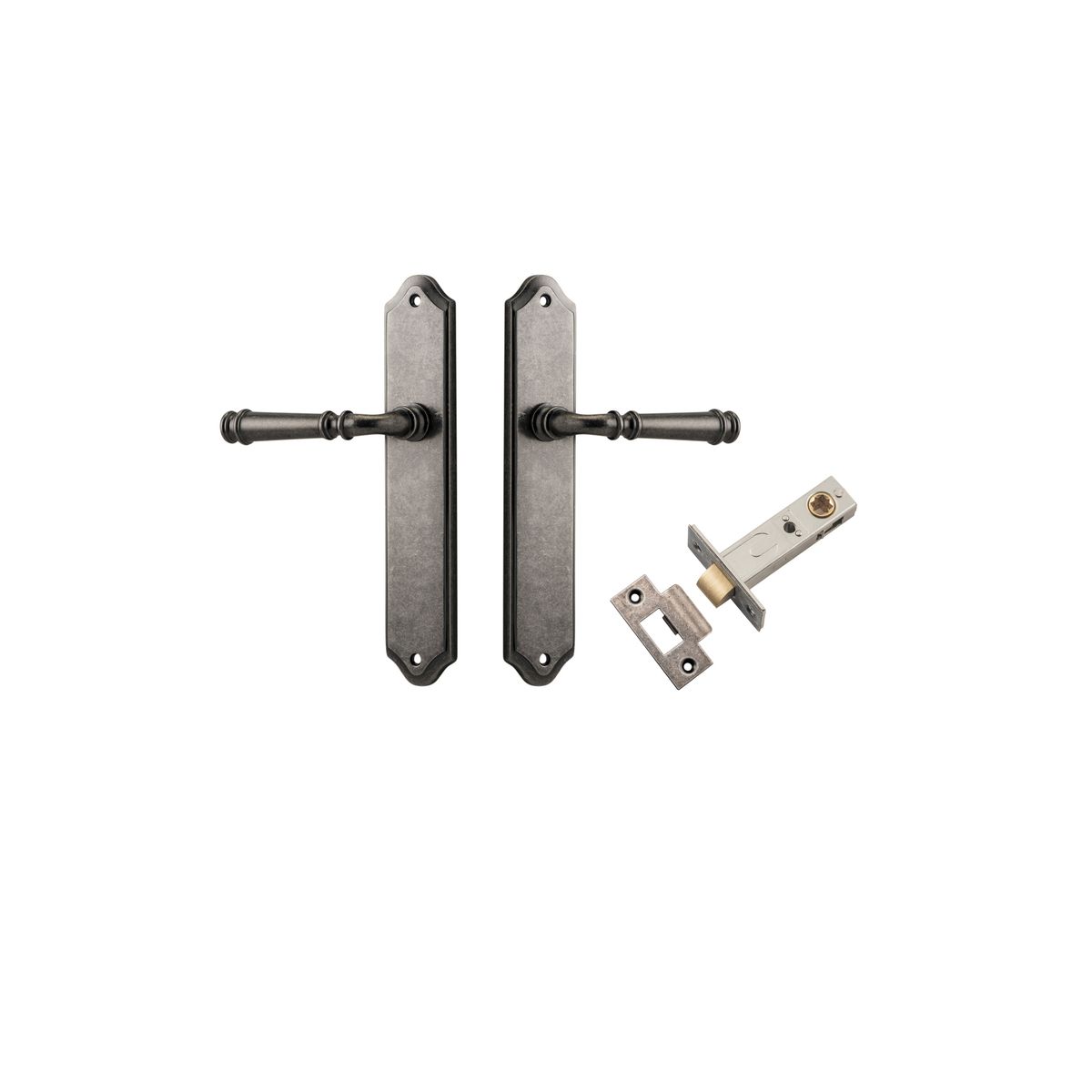 13718KPASS60 - Verona Lever - Shouldered Backplate Passage Kit - Distressed Nickel - Passage