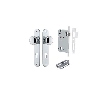 Cambridge Knob - Oval Backplate Entrance Kit with High Security Lock