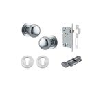 0205KENTR60KT - Cambridge Knob - Round Rose Entrance Kit with Separate High Security Lock - Brushed Chrome - Entrance