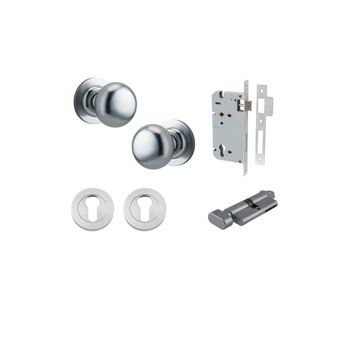 Cambridge Knob - Round Rose Entrance Kit with Separate High Security Lock