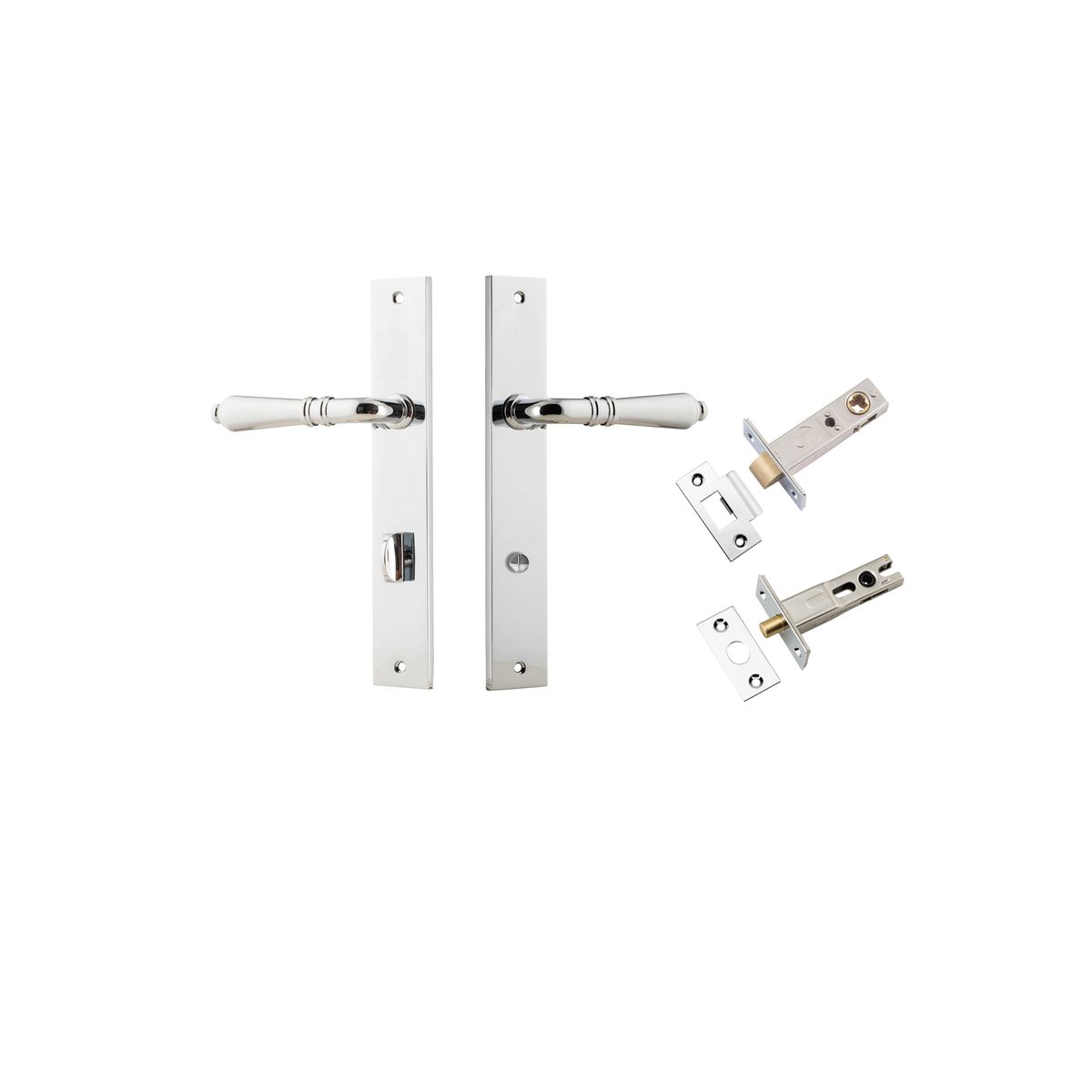 11700KPRIV60 - Sarlat Lever - Rectangular Backplate Privacy Kit with Privacy Turn - Polished Chrome - Privacy
