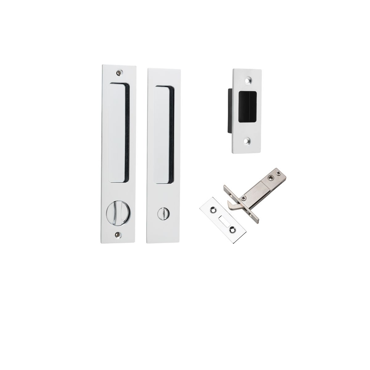 21414P - Rectangular Sliding Door Pull Privacy Kit with Privacy Turn - Polished Chrome - Privacy