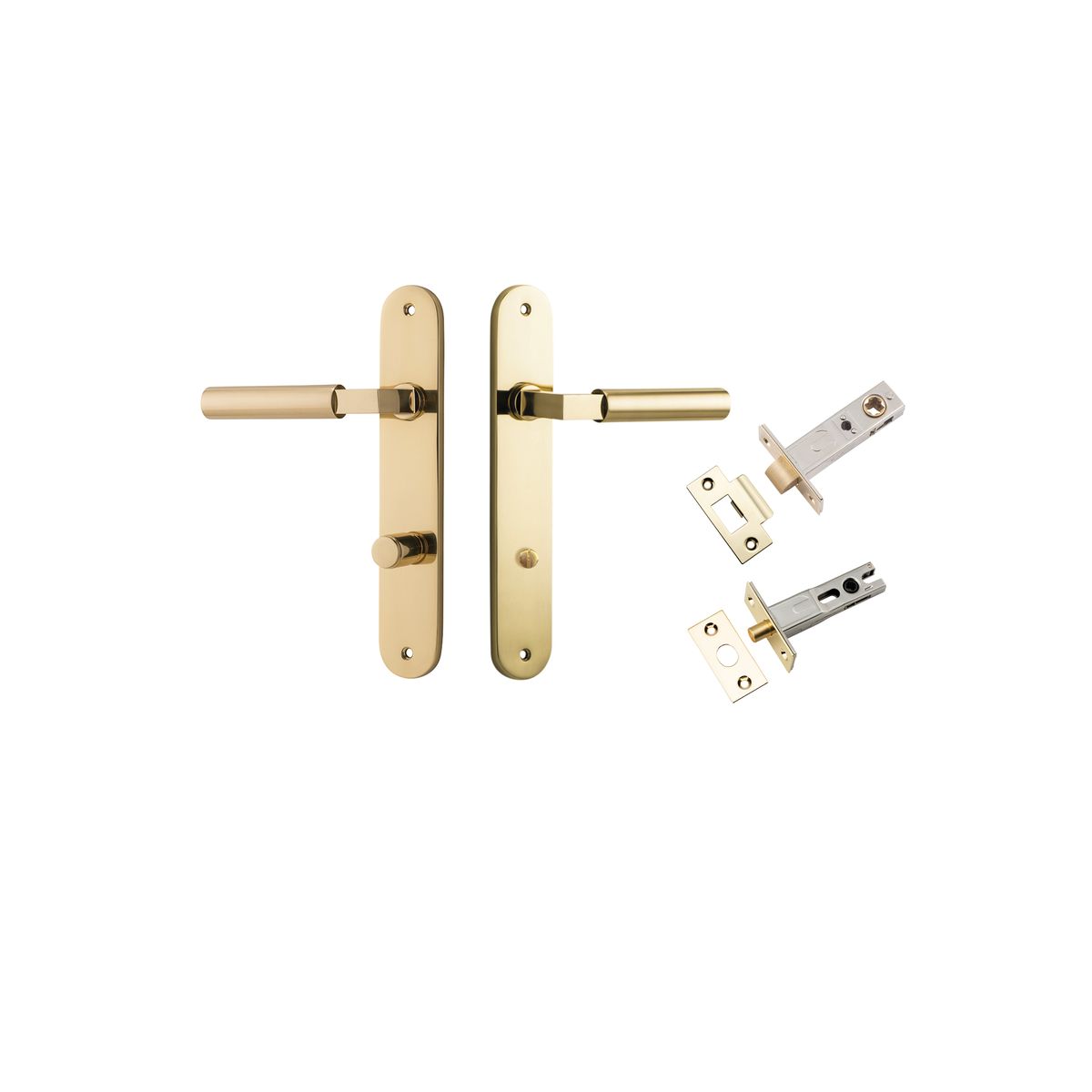 10266KPRIV60 - Berlin Lever - Oval Backplate Privacy Kit - Polished Brass - Privacy