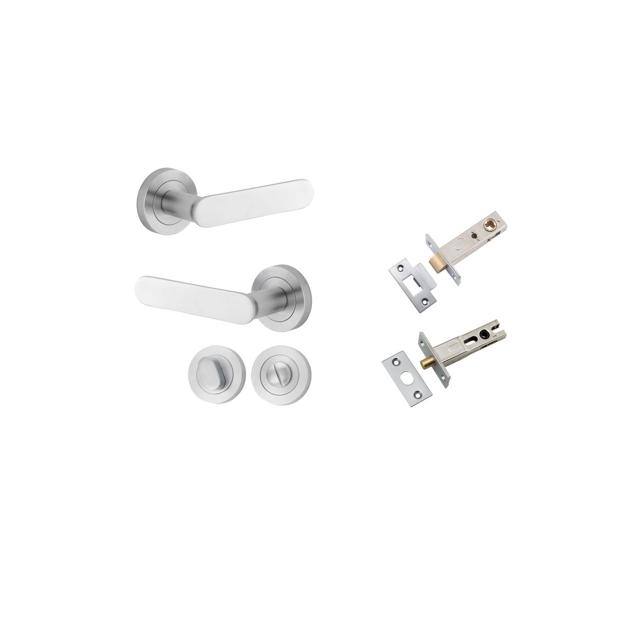 0335KPRIV60 - Bronte Lever - Round Rose Privacy Kit with Separate Privacy Turn - Brushed Chrome - Privacy