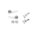 0335KPRIV60 - Bronte Lever - Round Rose Privacy Kit with Separate Privacy Turn - Brushed Chrome - Privacy