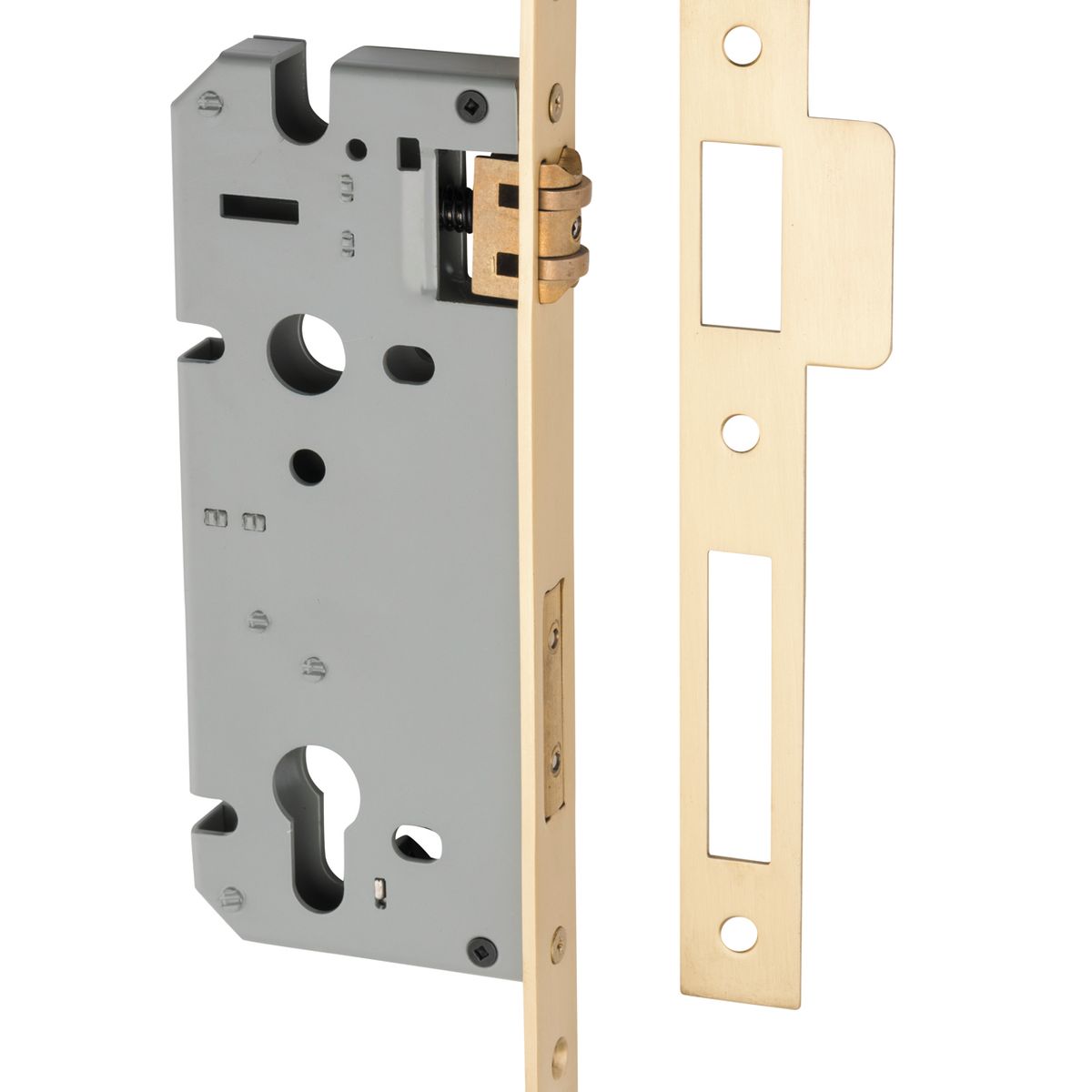 6110 - 85mm Euro Roller Mortice Lock - 45mm Backset - Brushed Brass