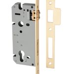 6110 - 85mm Euro Roller Mortice Lock - 45mm Backset - Brushed Brass