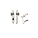 14336KPRIV60 - Guildford Knob - Oval Backplate Privacy Kit with Privacy Turn - Polished Nickel - Privacy