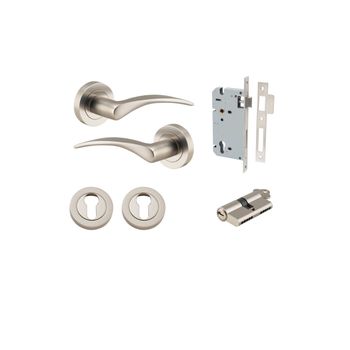 Oxford Lever - Round Rose Entrance Kit with Separate High Security Lock