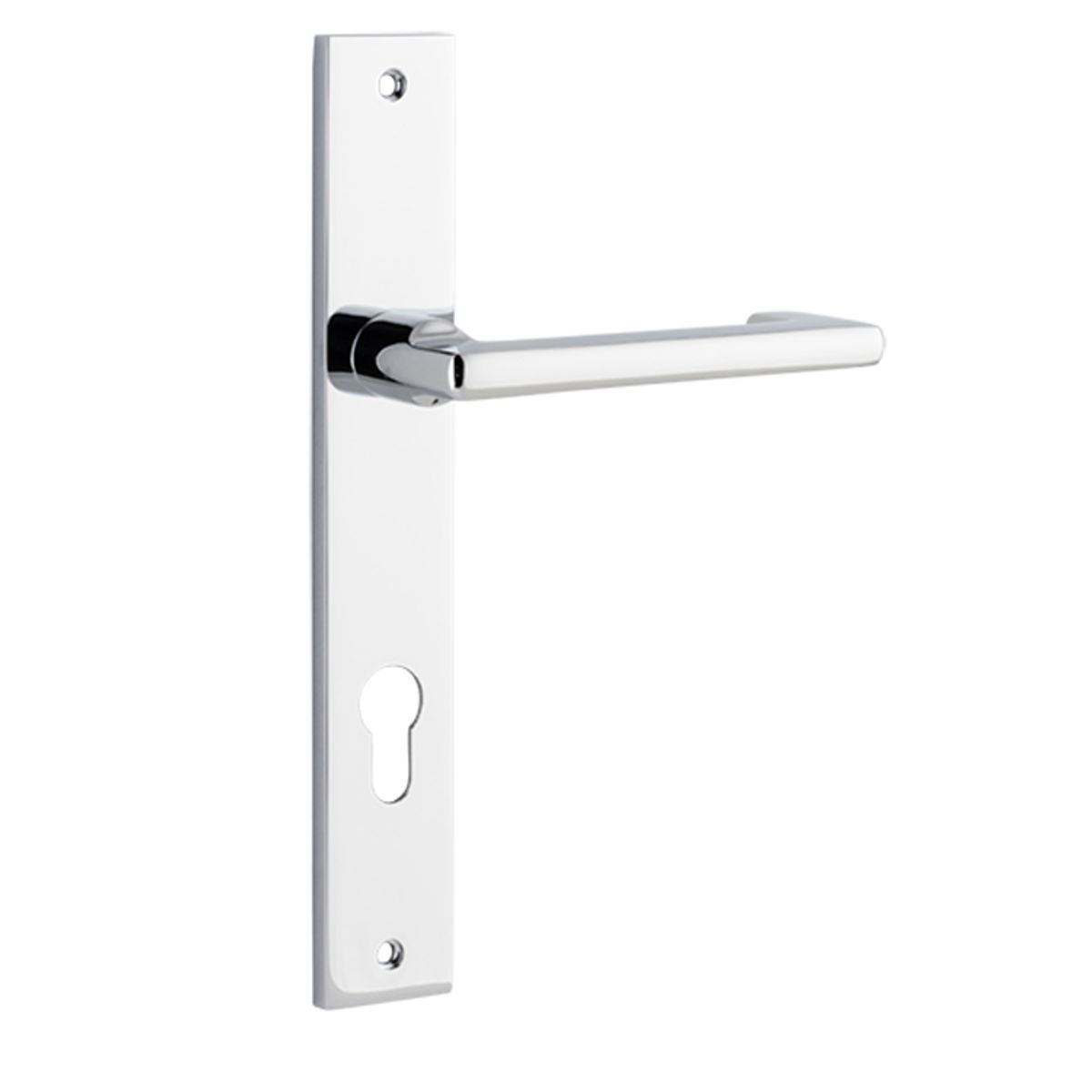 11848E85 - Baltimore Return Lever - Rectangular Backplate - Polished Chrome - Entrance