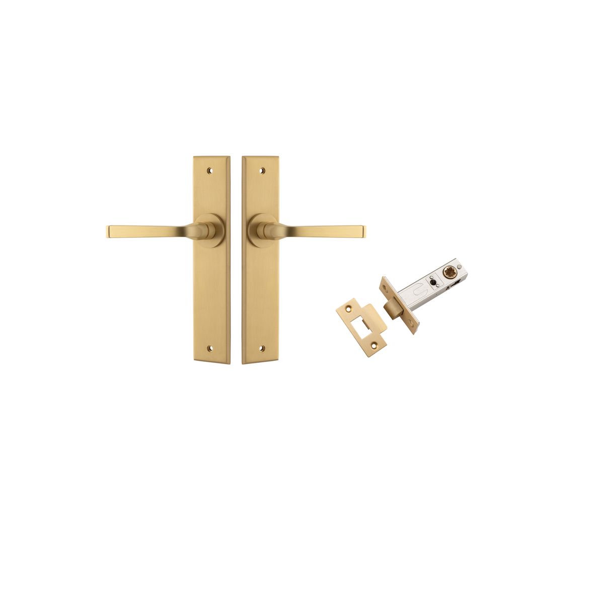 15288KPASS60 - Annecy Lever - Chamfered Backplate Passage Kit - Brushed Brass - Passage