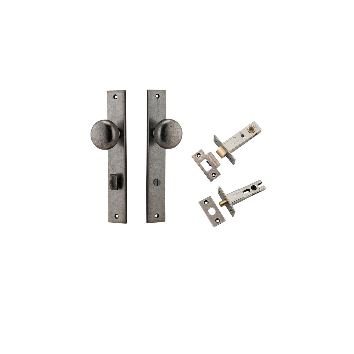 13822KPRIV60 - Cambridge Knob - Rectangular Backplate Privacy Kit with Privacy Turn - Distressed Nickel - Privacy