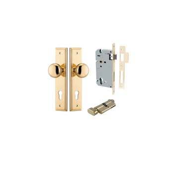 Cambridge Knob - Stepped Backplate Entrance Kit with High Security Lock