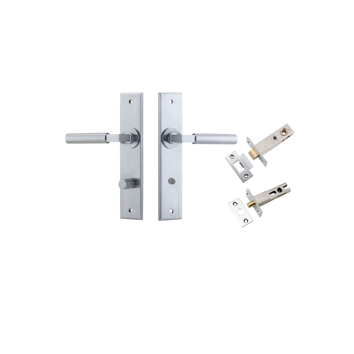 12294KPRIV60 - Berlin Lever - Chamfered Backplate Privacy Kit - Brushed Chrome - Privacy