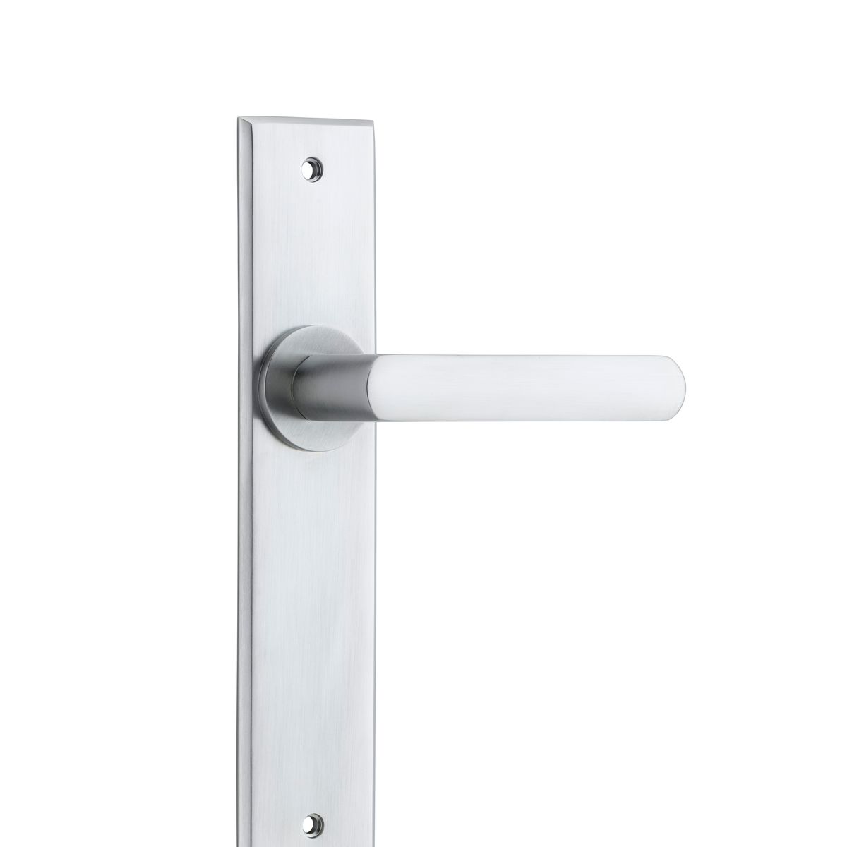 12368 - Osaka Lever - Chamfered Backplate - Brushed Chrome - Passage
