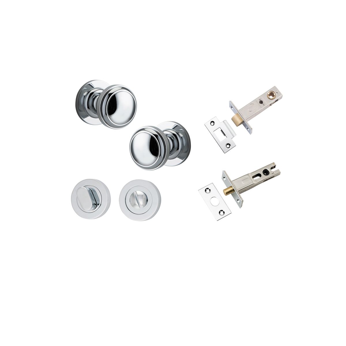 0214KPRIV60 - Paddington Knob - Round Rose Privacy Kit with Separate Privacy Turn - Polished Chrome - Privacy