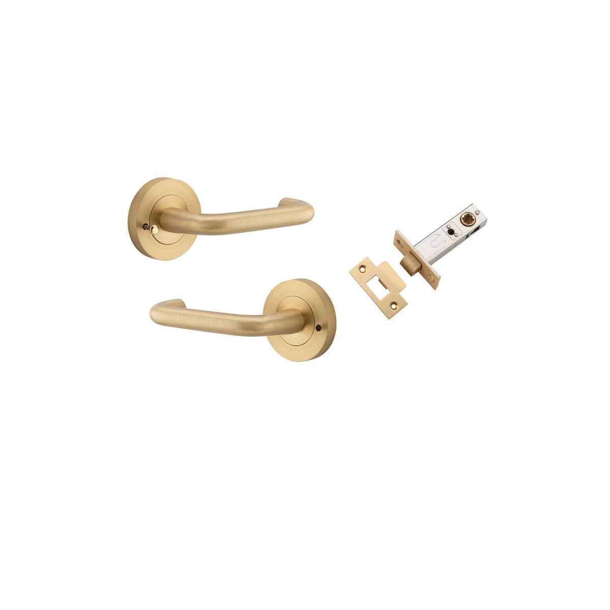 20356KIBPRIV60 - Oslo Lever - Round Rose (Inbuilt Privacy) - Brushed Brass - Privacy