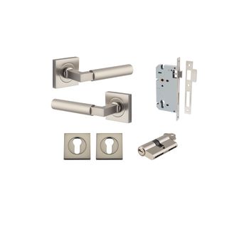 Berlin Lever - Square Rose Entrance Kit with High Security Lock
