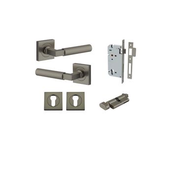 Berlin Lever - Square Rose Entrance Kit with High Security Lock