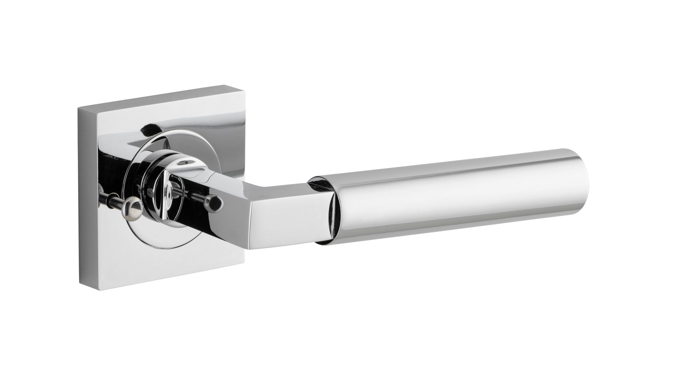 0414KIBPRIV60 - Berlin Lever - Square Rose Privacy Kit (Inbuilt Privacy) - Polished Chrome - Privacy