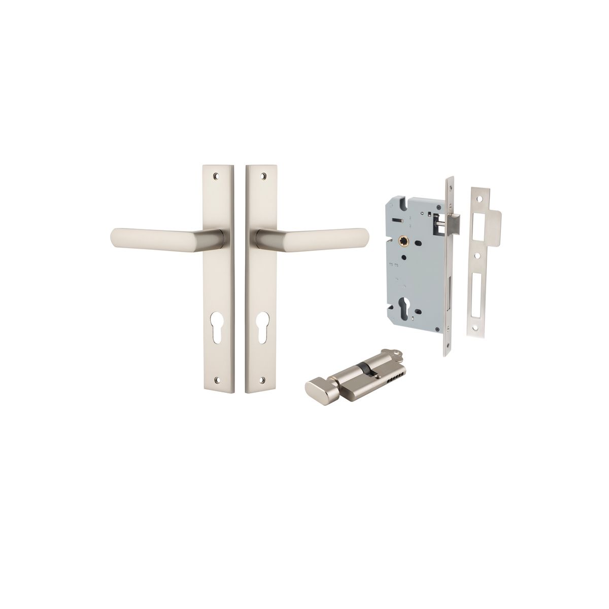 14860KENTR60KT - Osaka Lever - Rectangular Backplate Entrance Kit with High Security Lock - Satin Nickel - Entrance