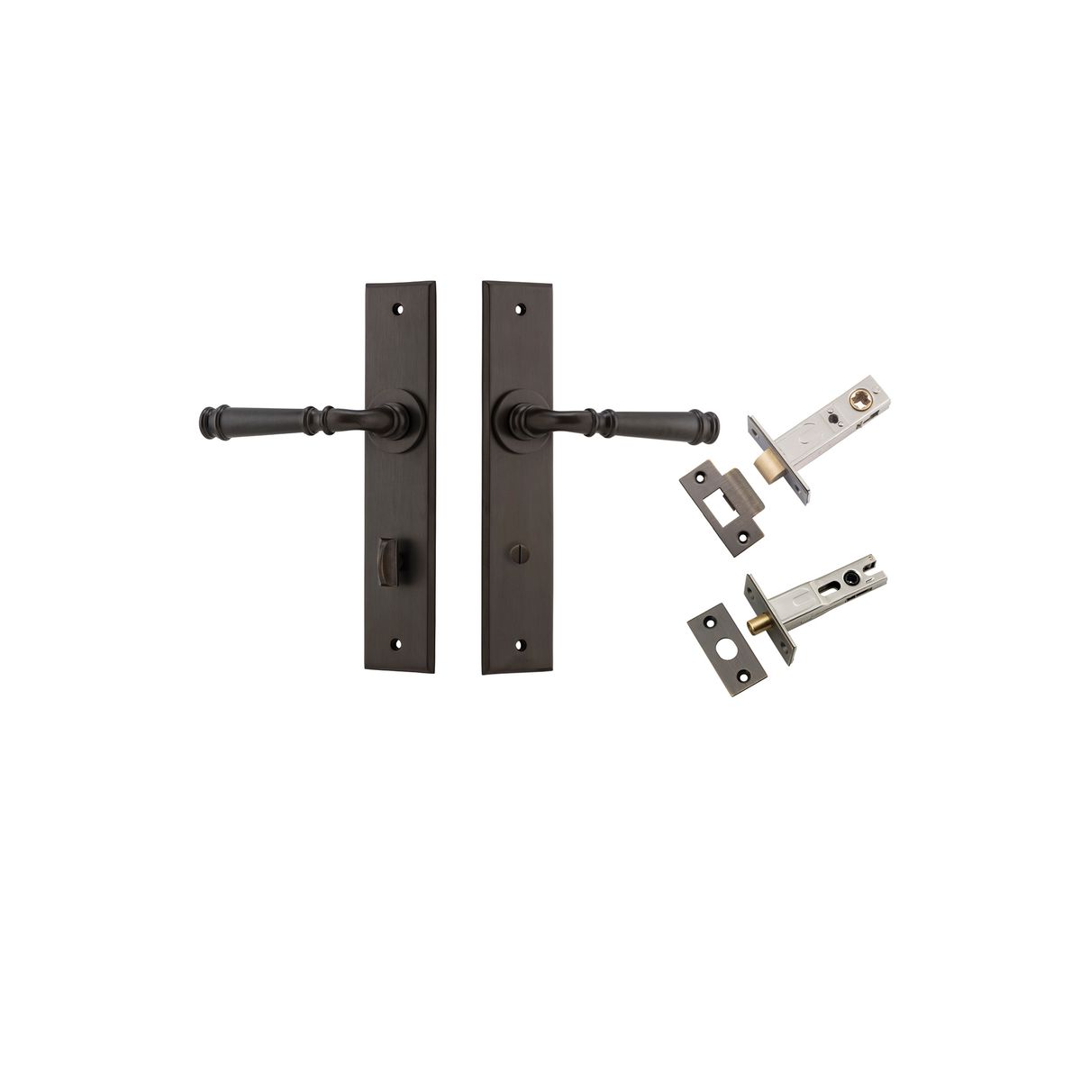 10786KPRIV60 - Verona Lever - Chamfered  Backplate Privacy Kit with Privacy Turn - Signature Brass - Privacy