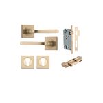 0462KENTR60KT - Annecy Lever - Square Rose Entrance Kit with Separate High Security Lock - Brushed Brass - Entrance