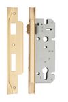 6112 - Rebated 85mm Euro Roller Mortice Locks - 45mm Backset - Brushed Brass