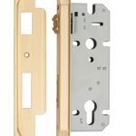 6112 - Rebated 85mm Euro Roller Mortice Locks - 45mm Backset - Brushed Brass