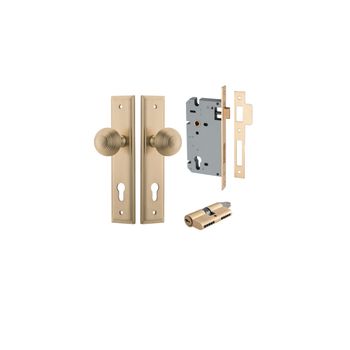 Guildford Knob - Stepped Backplate Entrance Kit with High Security Lock