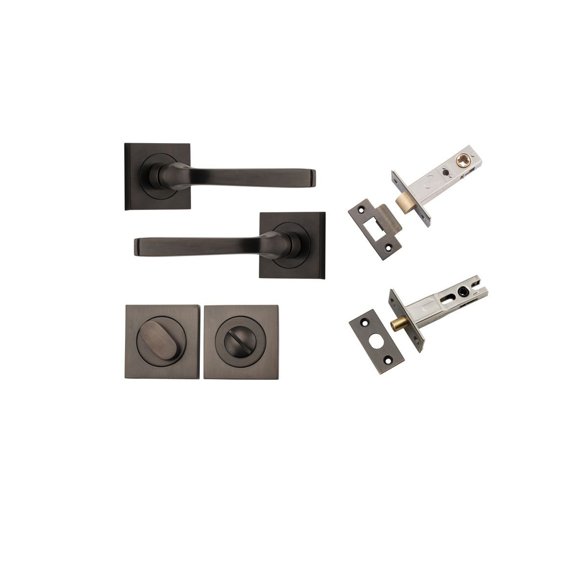 0391KPRIV60 - Annecy Lever - Square Rose Privacy Kit with Separate Privacy Turn - Signature Brass - Privacy