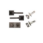 0391KPRIV60 - Annecy Lever - Square Rose Privacy Kit with Separate Privacy Turn - Signature Brass - Privacy