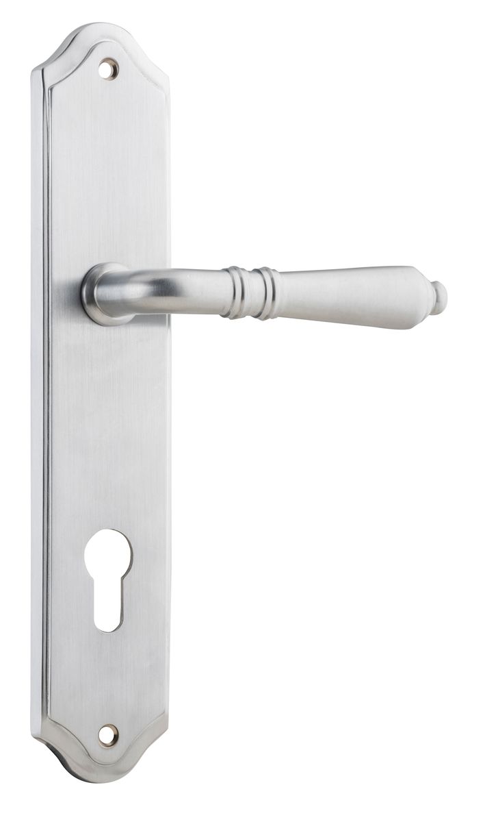 12212E85 - Sarlat Lever - Shouldered Backplate - Brushed Chrome - Entrance