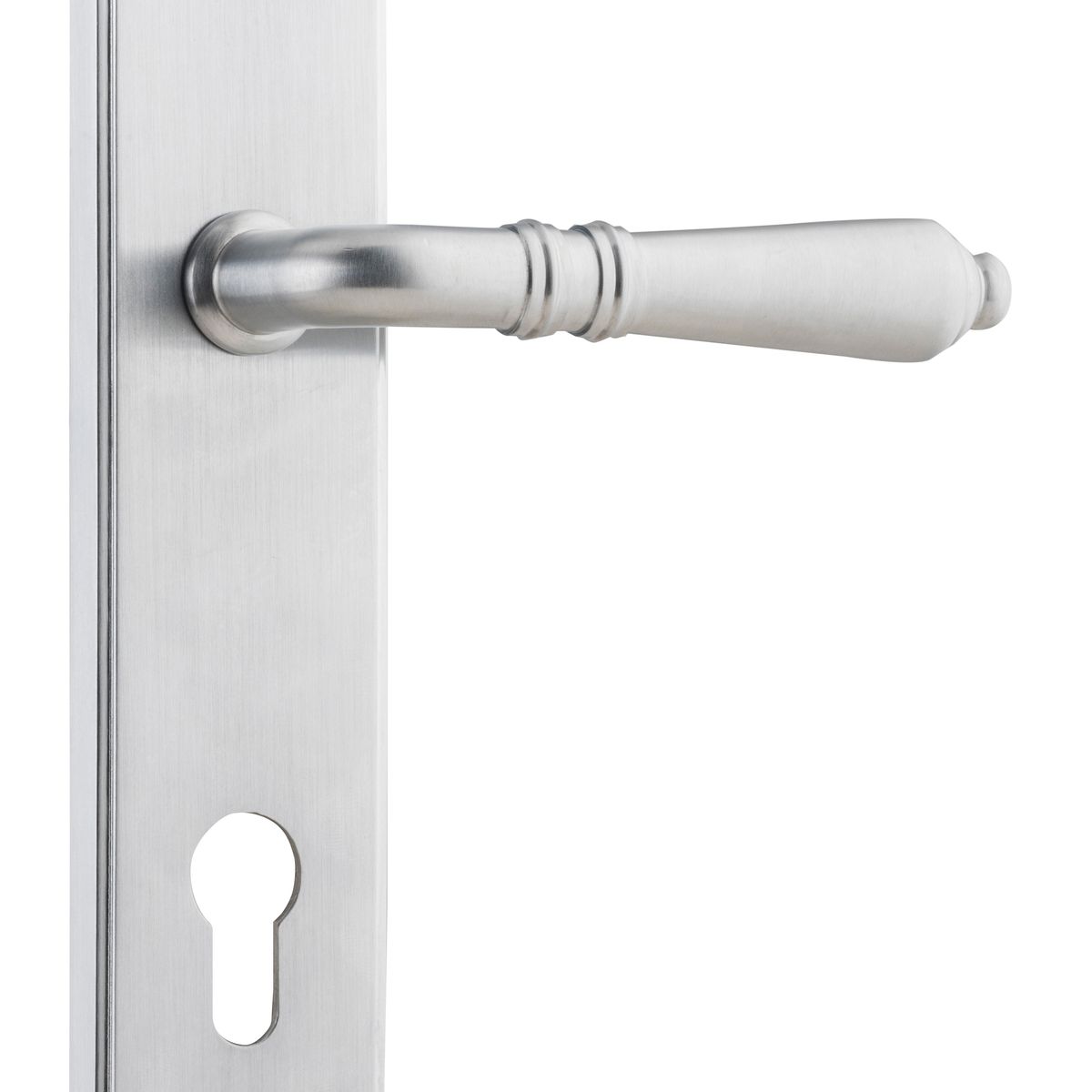 12212E85 - Sarlat Lever - Shouldered Backplate - Brushed Chrome - Entrance