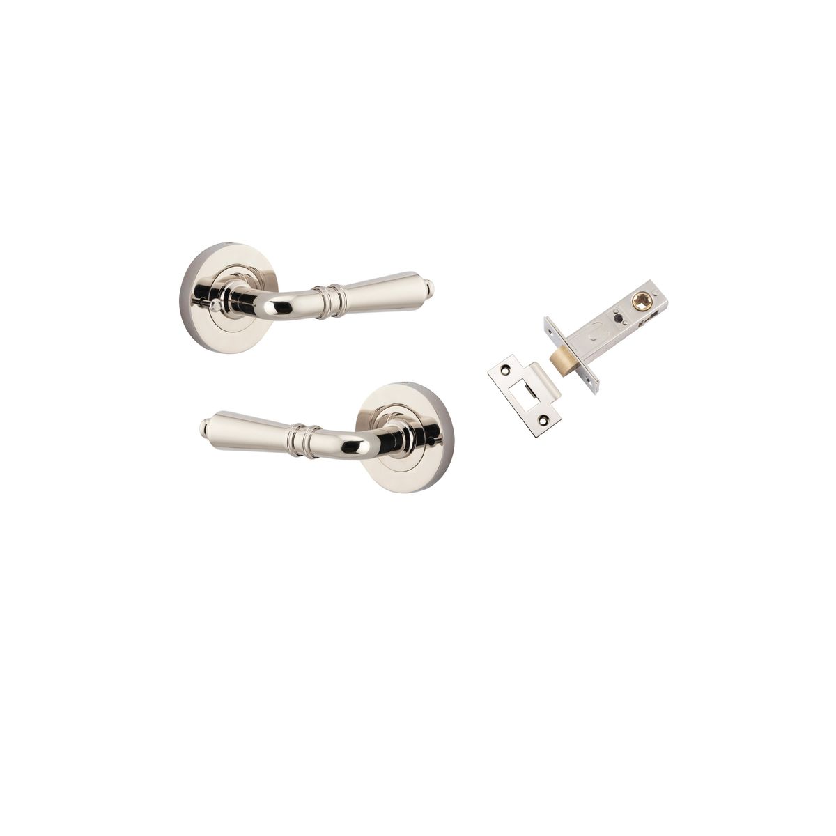 9208KIBPRIV60 - Sarlat Lever - Round Rose (Inbuilt Privacy) - Polished Nickel - Privacy