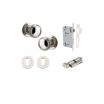 Paddington Knob - Round Rose Entrance Kit with Separate High Security Lock