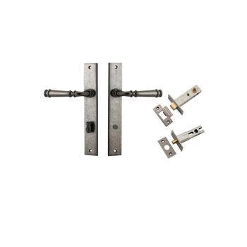 Verona Lever - Rectangular Backplate Privacy Kit with Privacy Turn