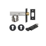 22552K70KTER - Euro Mortice Deadbolt Kit - 70mm Backset with Round Euro Escutcheon Key/Thumb - Matt Black - Entrance