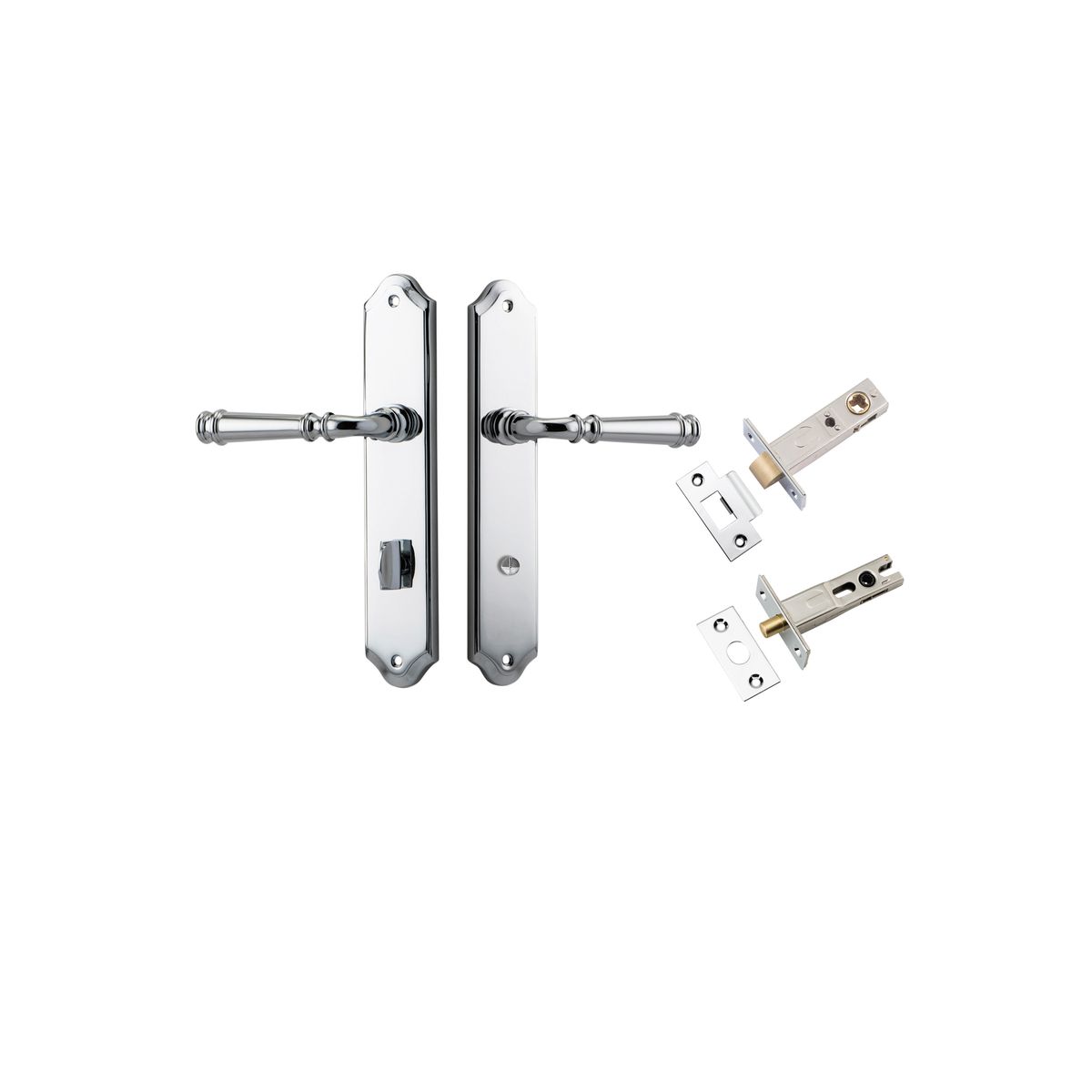 11718KPRIV60 - Verona Lever - Shouldered Backplate Privacy Kit with Privacy Turn - Polished Chrome - Privacy