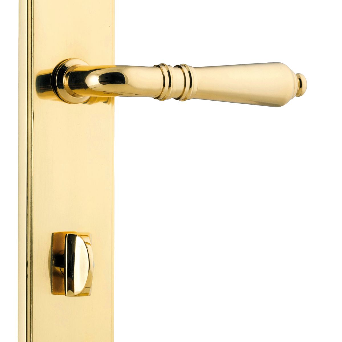 10212P85 - Sarlat Lever - Shouldered Backplate - Polished Brass - Privacy