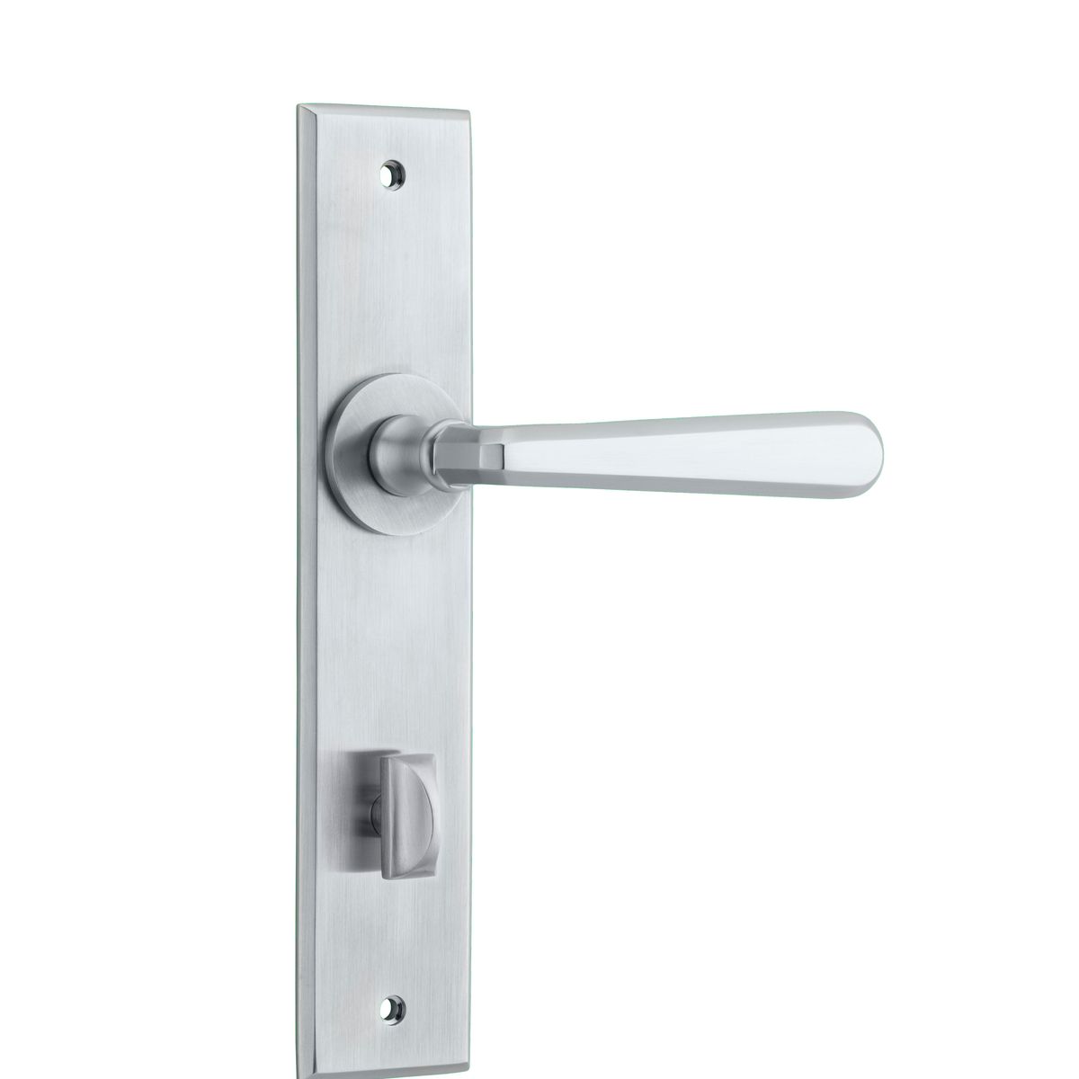 12380P85 - Copenhagen Lever - Chamfered Backplate - Brushed Chrome - Privacy