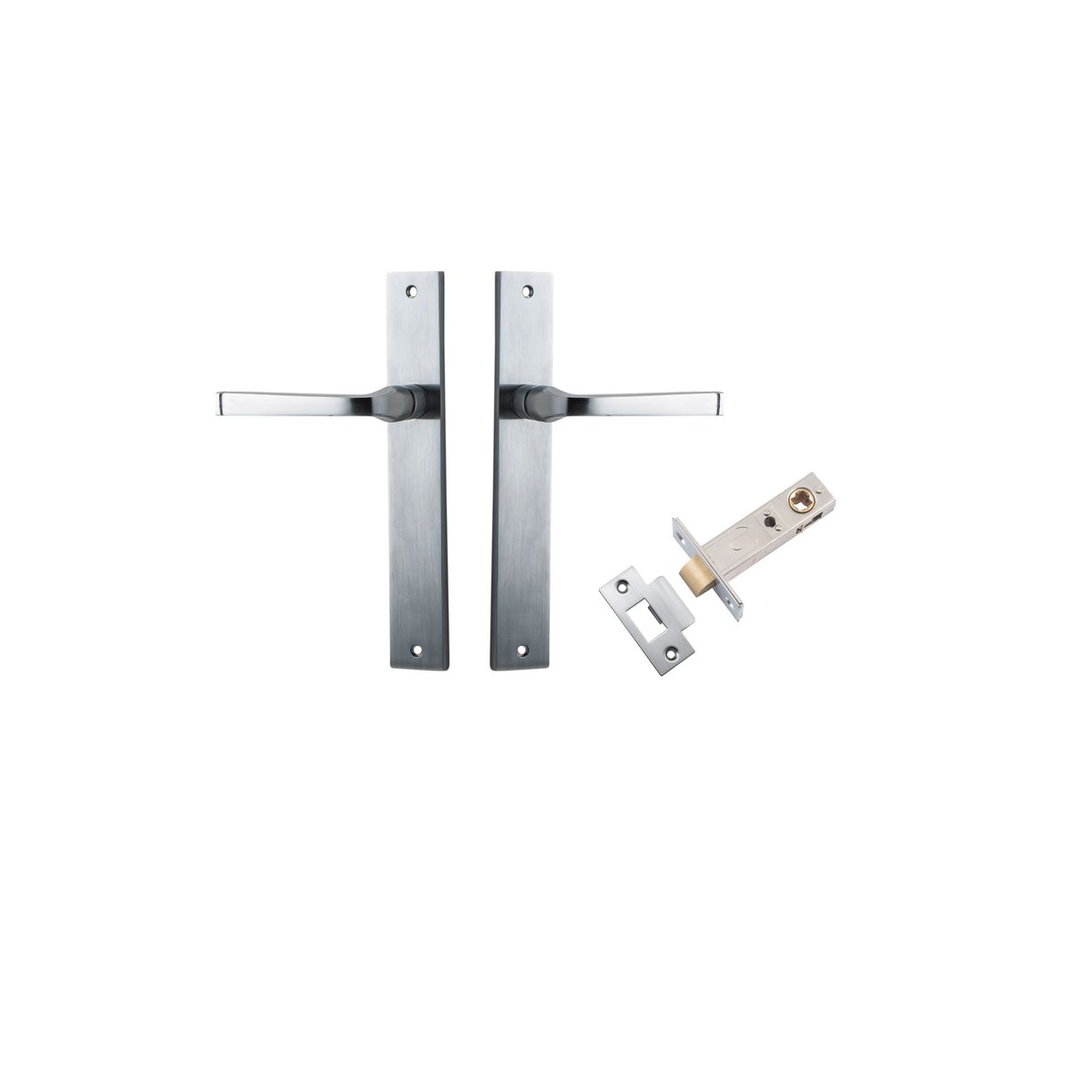12208KPASS60 - Annecy Lever - Rectangular Backplate Passage Kit - Brushed Chrome - Passage