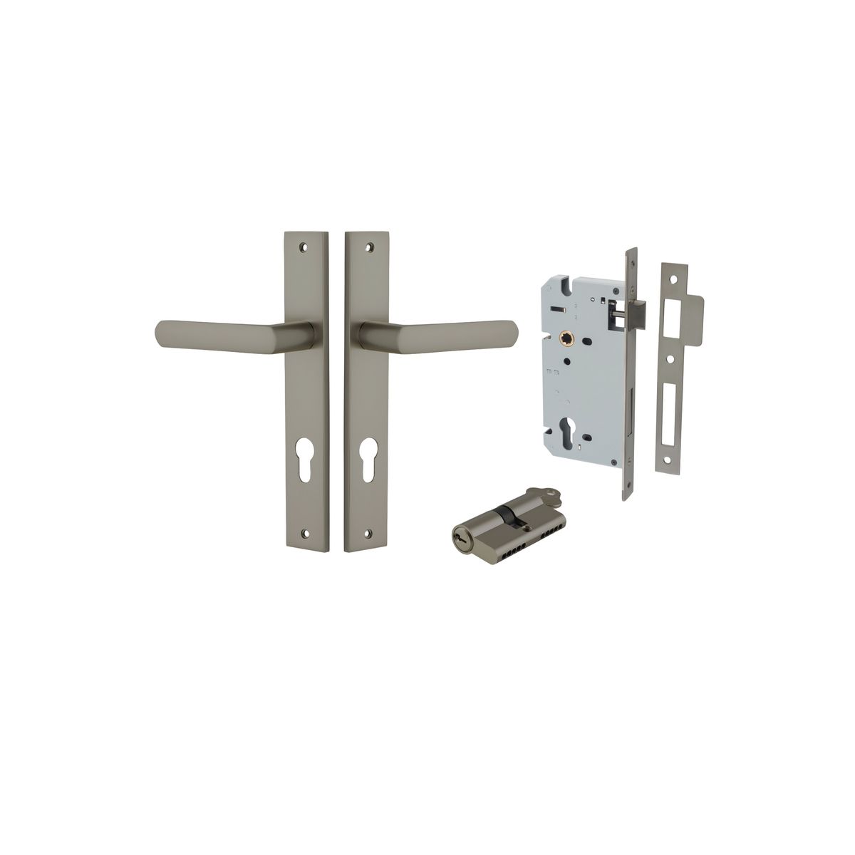 16760KENTR60KK - Osaka Lever - Rectangular Backplate Entrance Kit with High Security Lock - Graphite PVD - Entrance