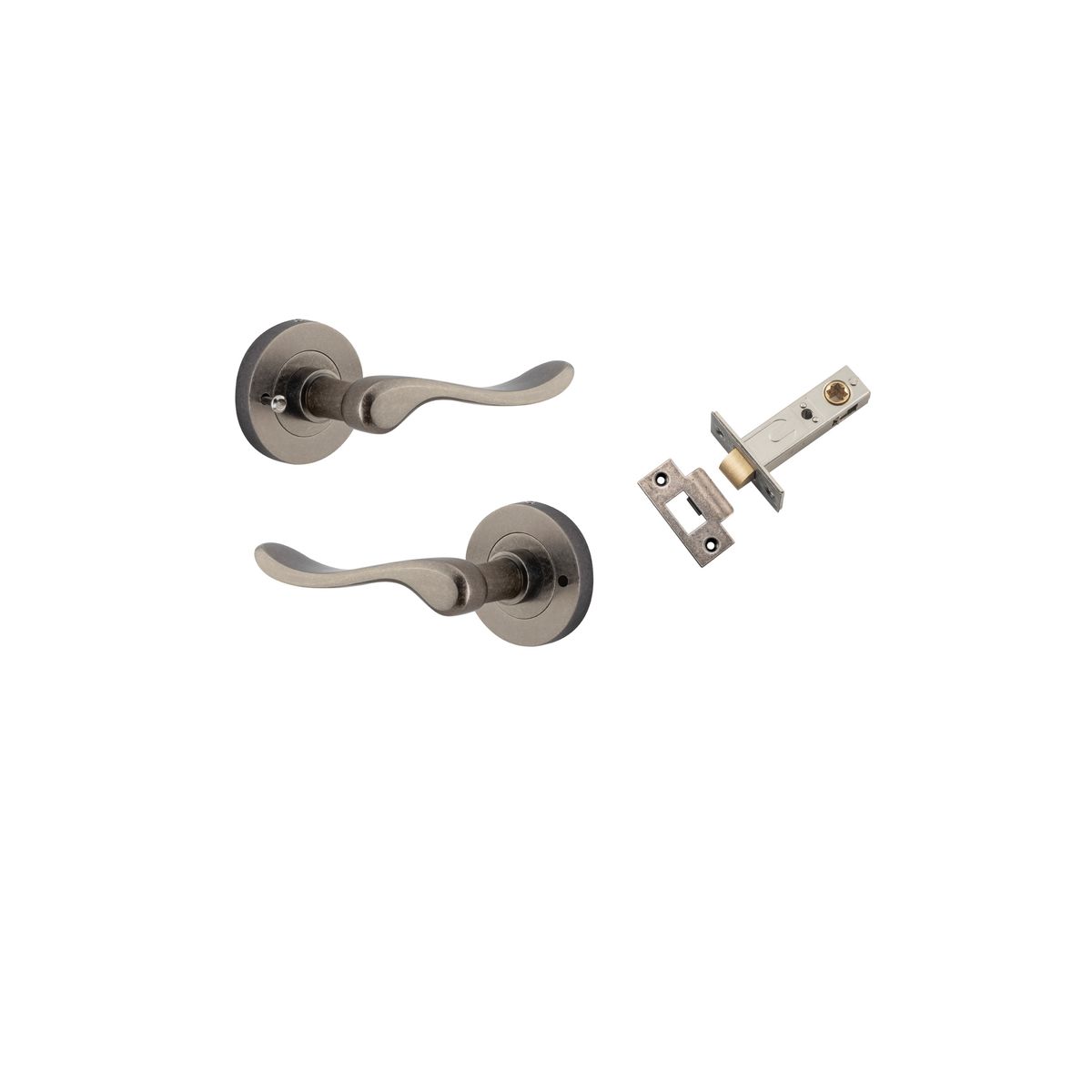 20797KIBPRIV60 - Stirling Lever - Round Rose (Inbuilt Privacy) - Distressed Nickel - Privacy