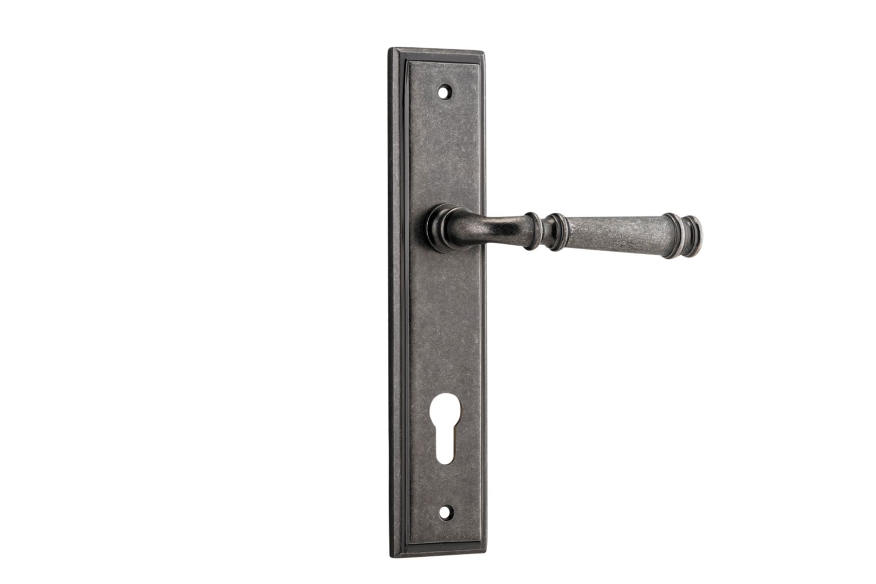 13742E85 - Verona Lever - Stepped Backplate - Distressed Nickel - Entrance