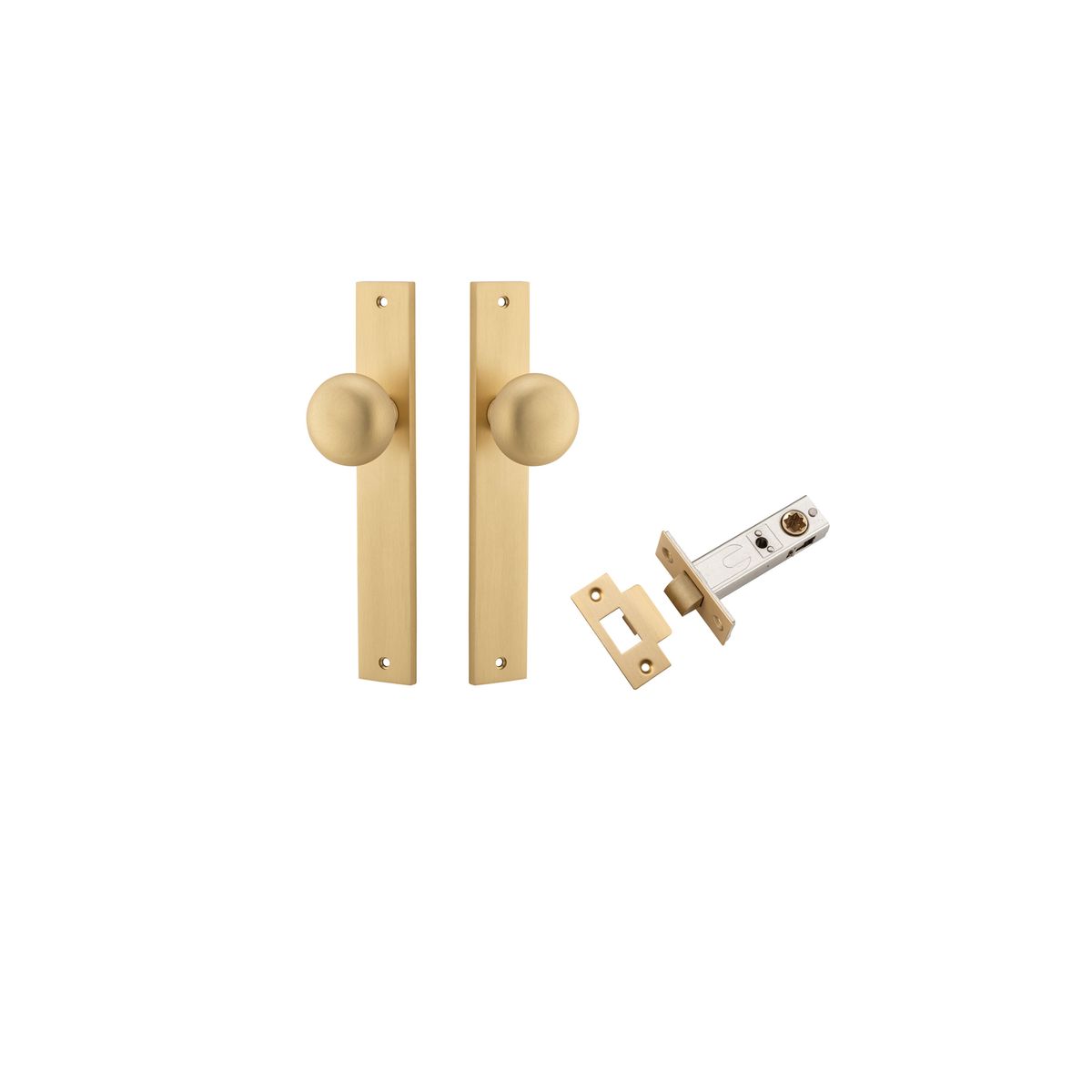 15322KPASS60 - Cambridge Knob - Rectangular Backplate Passage Kit - Brushed Brass - Passage